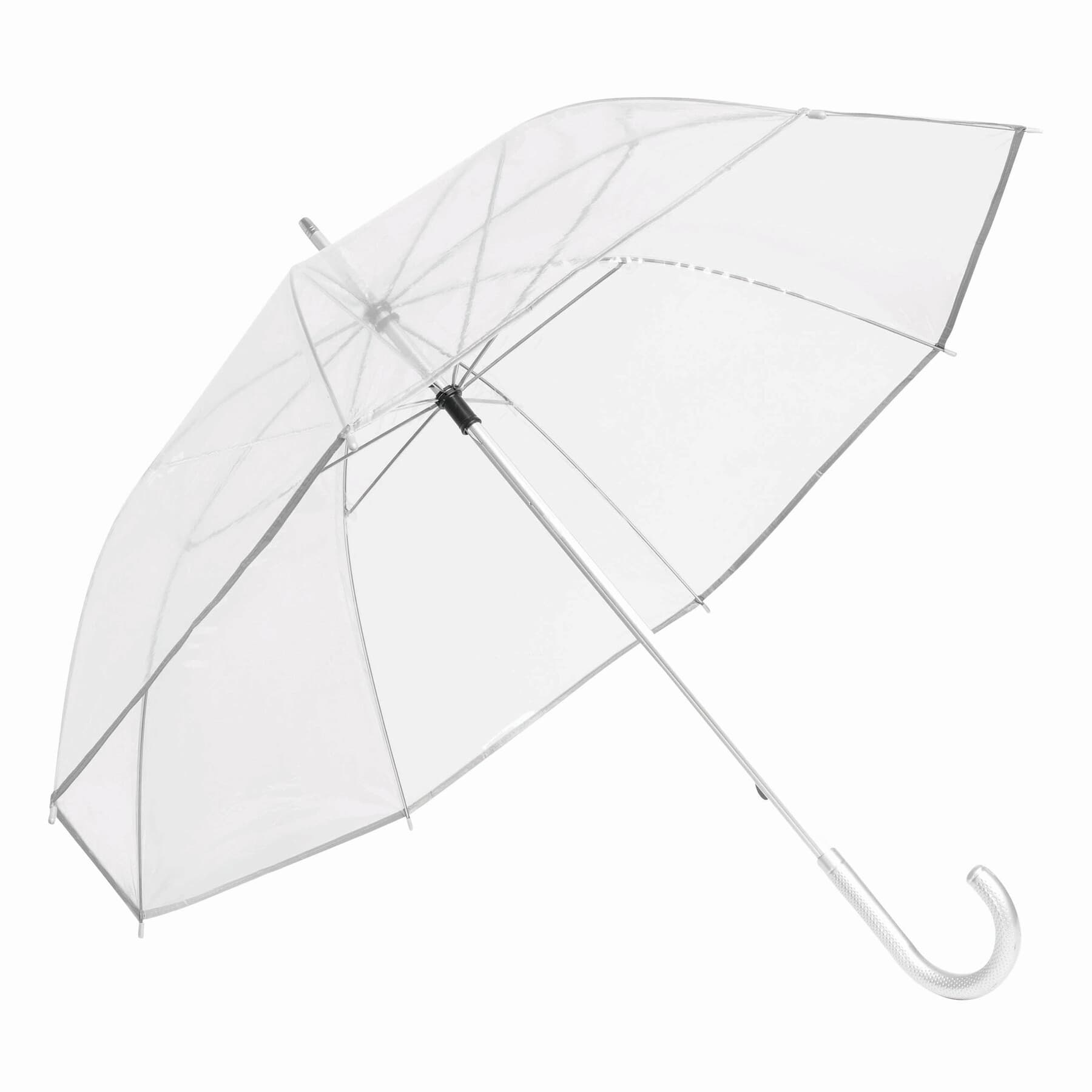 PANORAMIX - Umbrelă baston transparentă din aluminiu, Argintiu, Transparent