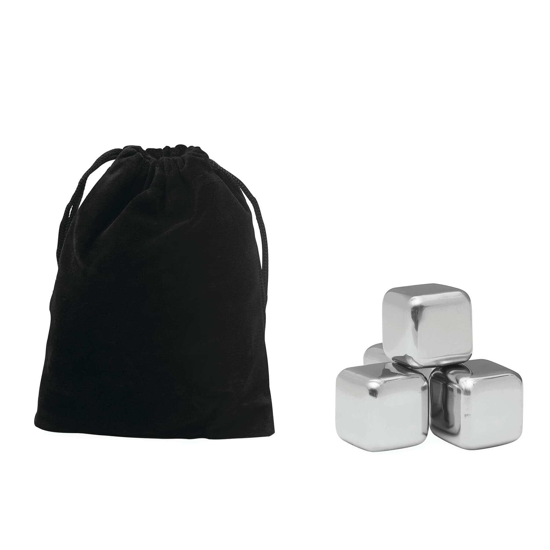 COOLING CUBES - Set de cuburi de gheață în husă de catifea, Negru, Argintiu