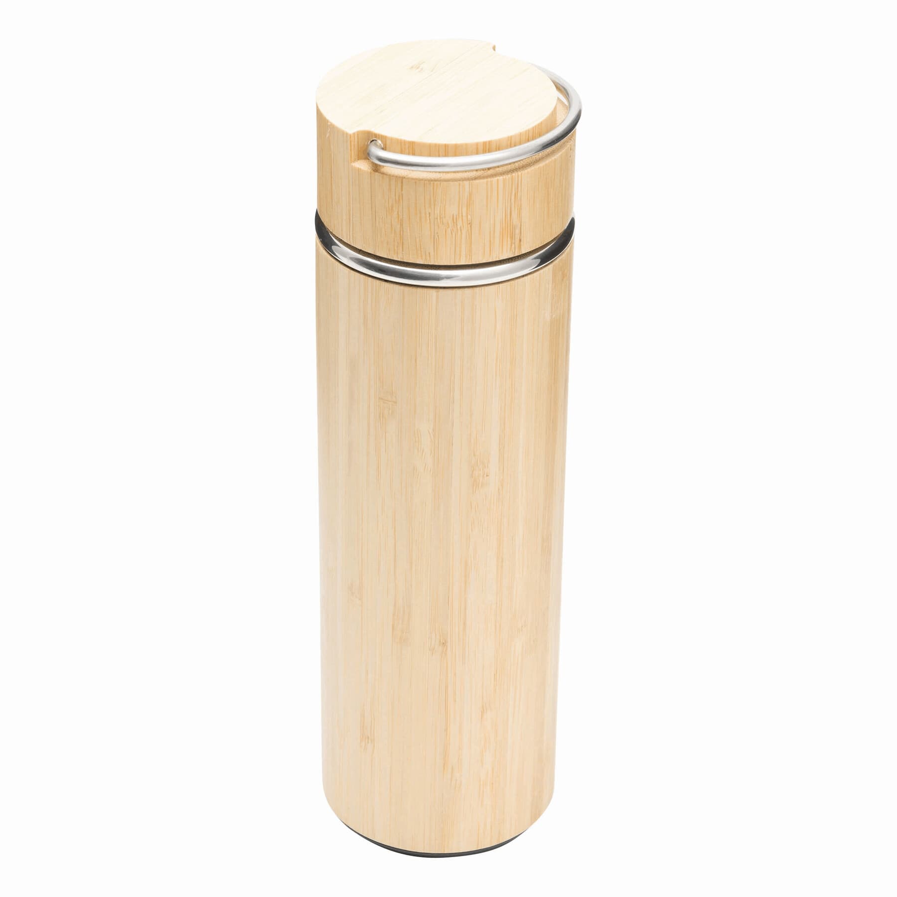 BAMBOO HOT - Cană termică de voiaj, Maro, Argintiu