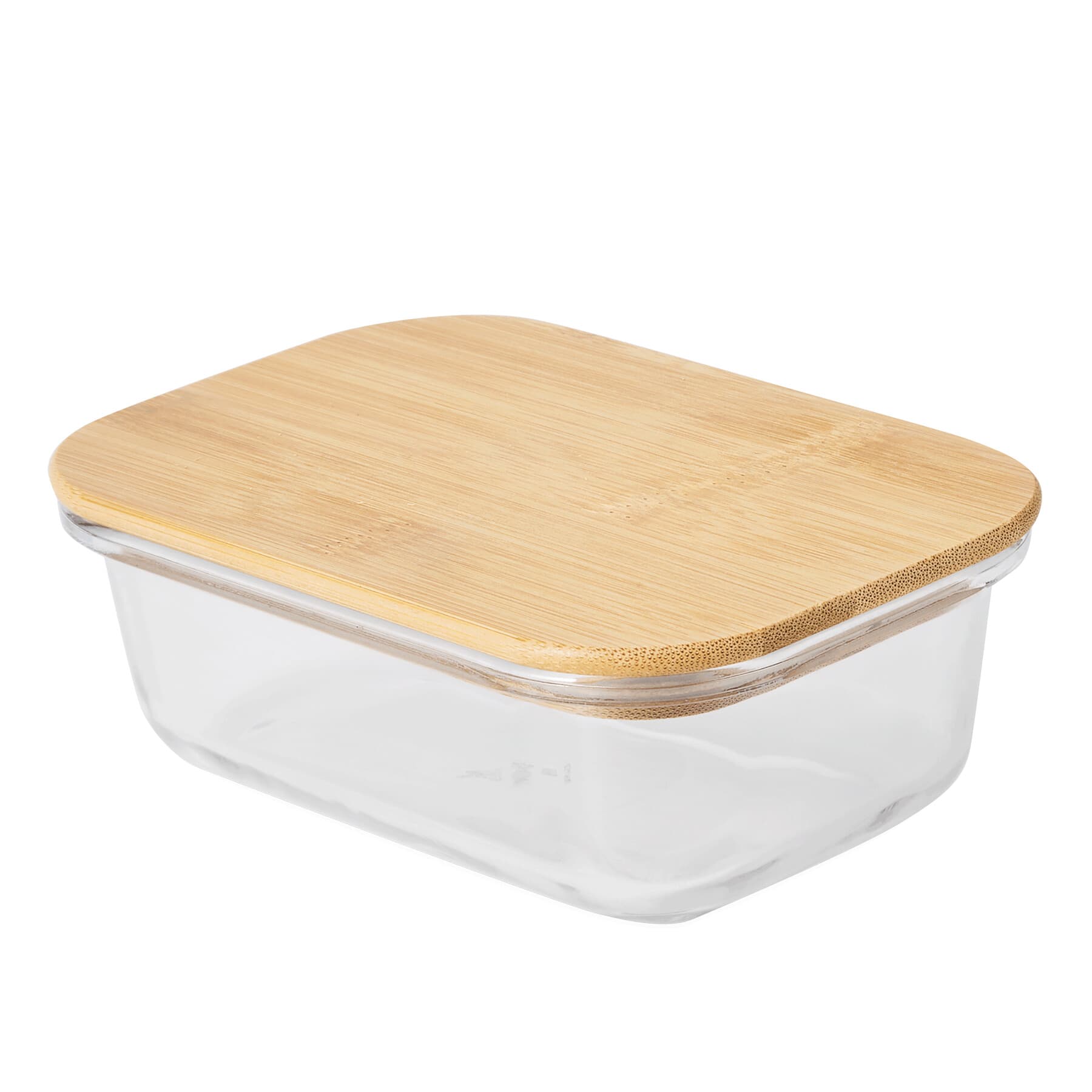 ROSILI M - Caserolă pentru prânz, cu capac din bambus: capacitate aprox. 350 ml, Maro, Transparent