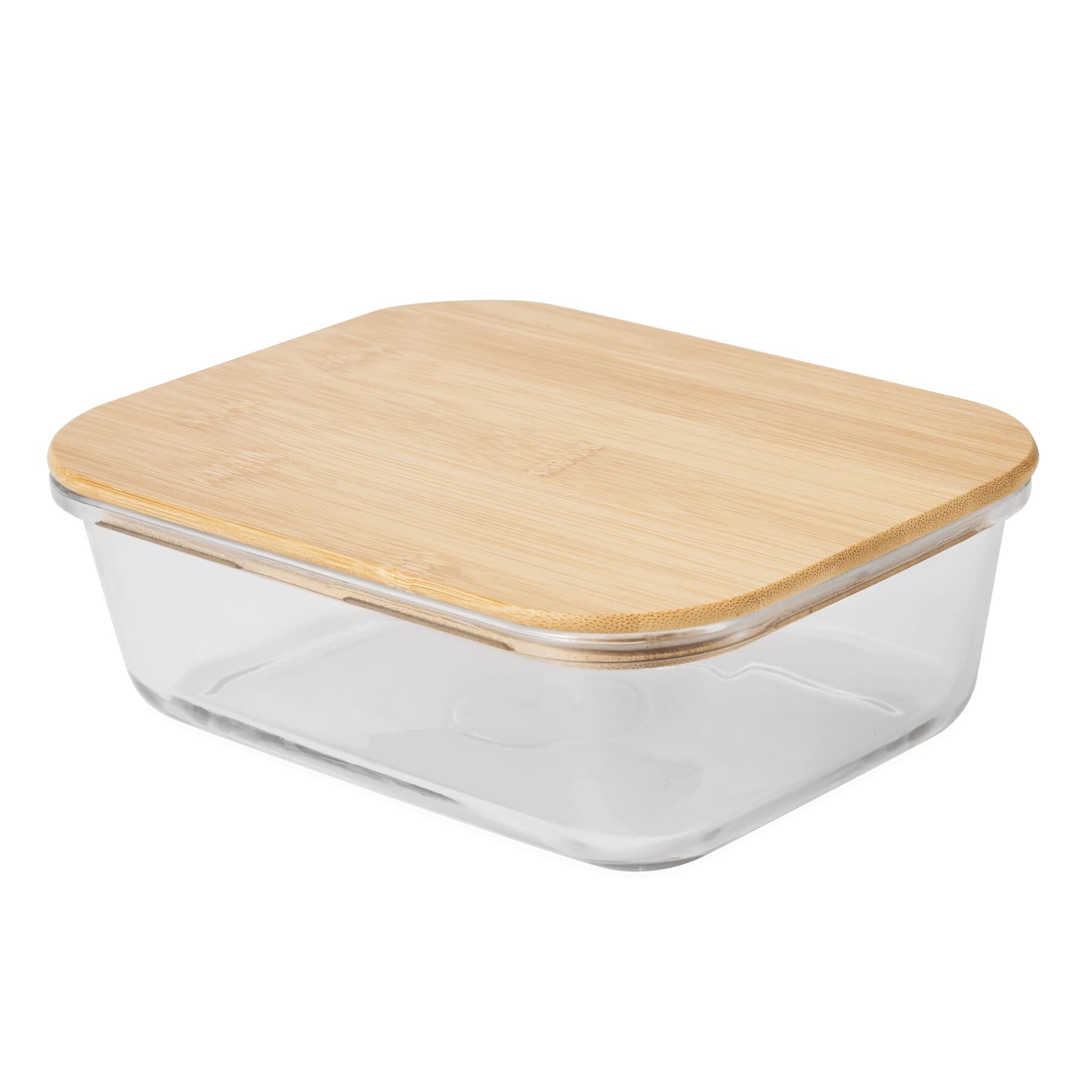 ROSILI L - Caserolă pentru prânz, cu capac din bambus: capacitate aprox. 1.060 ml, Maro, Transparent