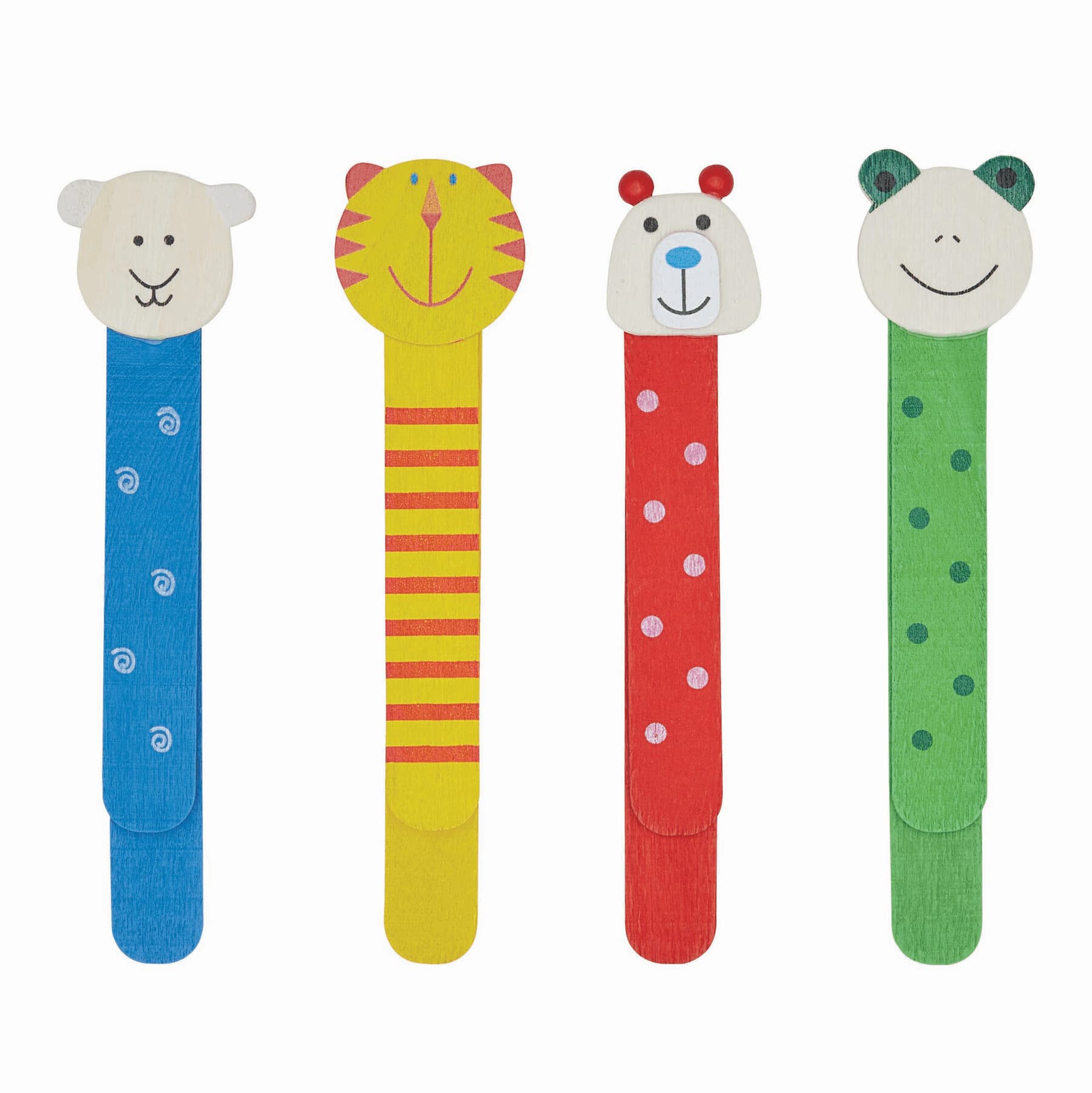 FUNNY ANIMALS - Semne de carte din lemn, 4 modele asortate, preț pe bucată, Coloured