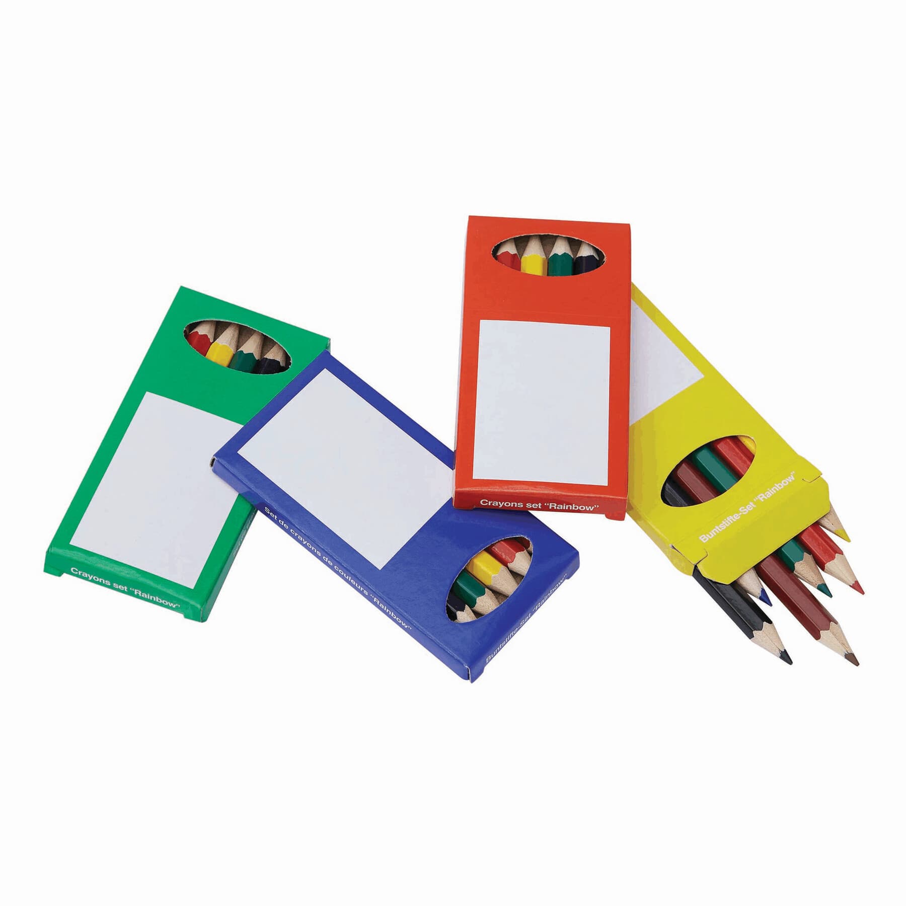 RAINBOW - Set de 6 creioane colorate, 4 culori asortate, Albastru, Verde, Roșu, Galben