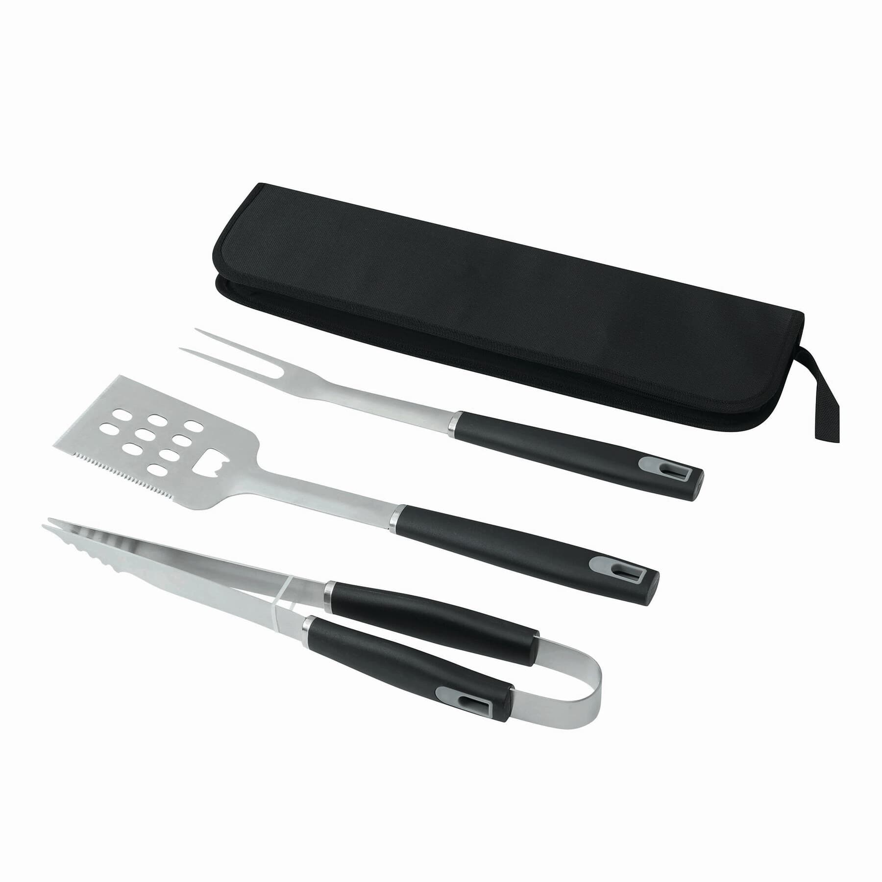 PRETTY BBQ - Tacâmuri de grătar din oțel inoxidabil, Negru, Argintiu