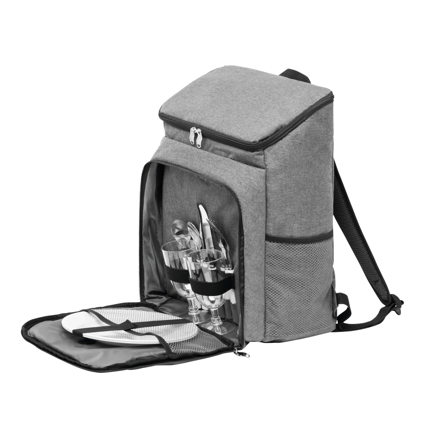 LEISURE DAY - Rucsac de picnic pentru 2 persoane, Negru, Gri