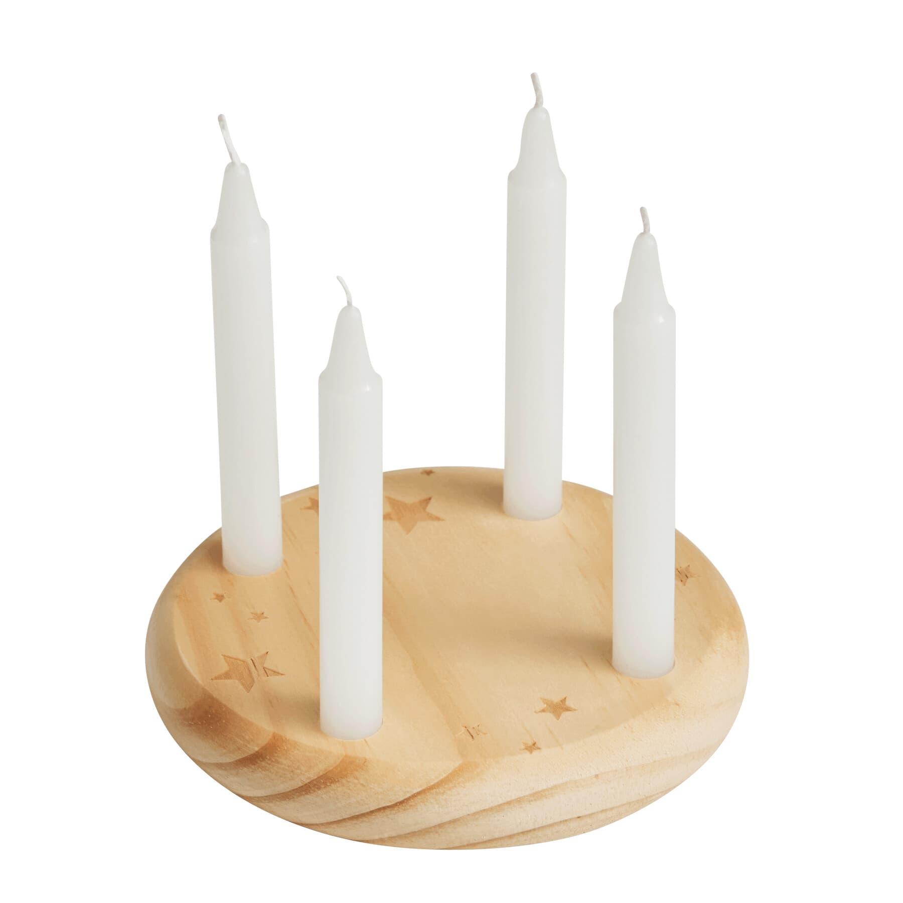 4-CHRISTMAS - Coroniță de Advent mică din lemn, Maro, Alb