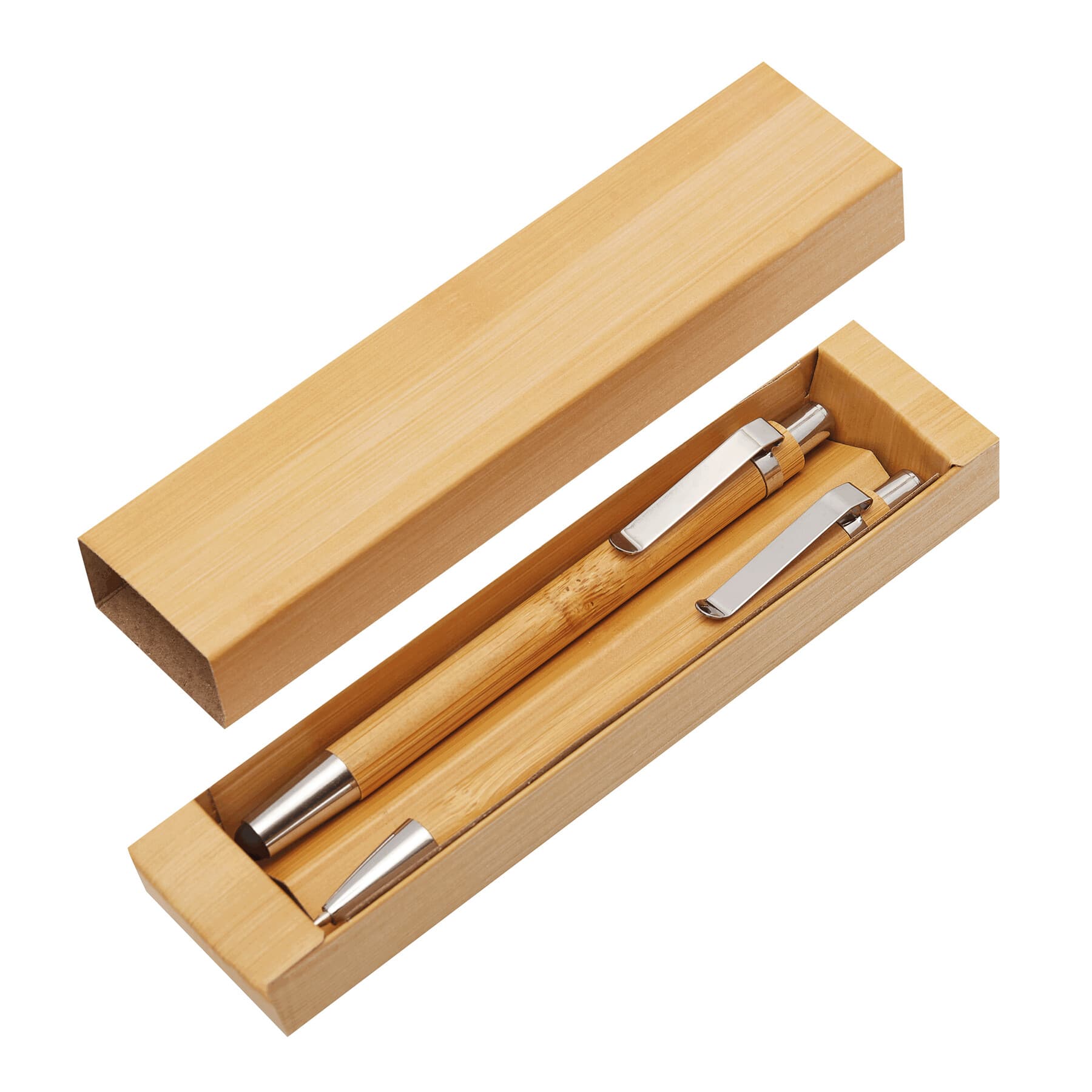 DOUBLE BAMBOO - Set de scris, Maro, Argintiu