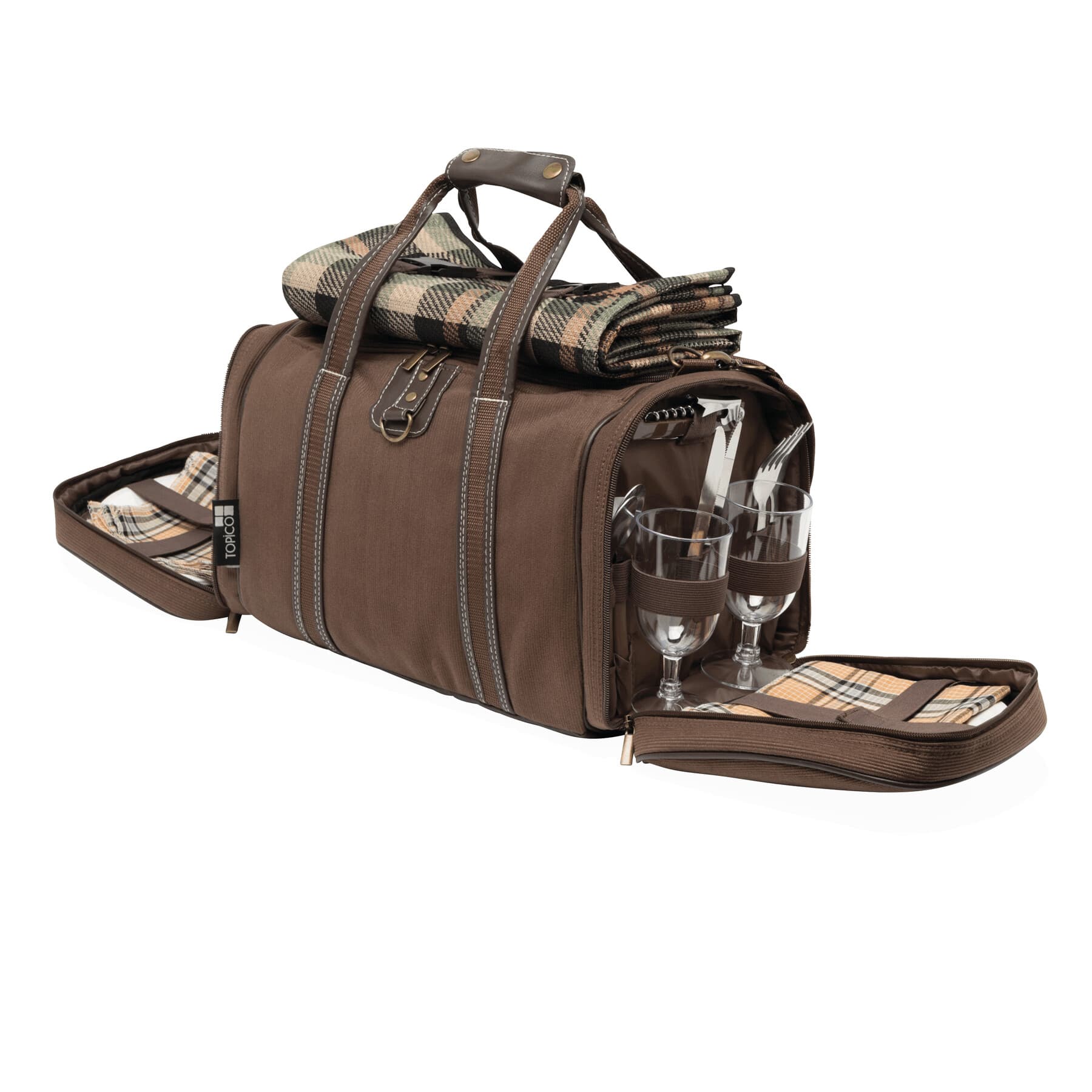 4 PICKNICK - Geanta de picnic pentru 4 persoane, Maro