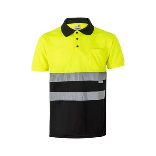VL CUPID. Tricou polo bicolor bird-eye (160g/m²) cu mâneci scurte,