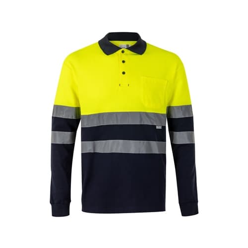 VL PLUTO LARGE. Tricou polo piqué în două tonuri (150g/m²) cu mâneci