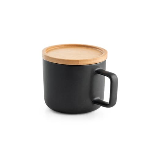 FANGIO. Cană din ceramică cu capac și bază din bambus 220 mL