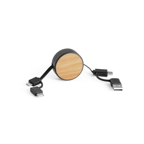 RUBINS. Cablu USB retractabil 6 în 1 din ABS reciclat (100% rABS) și
