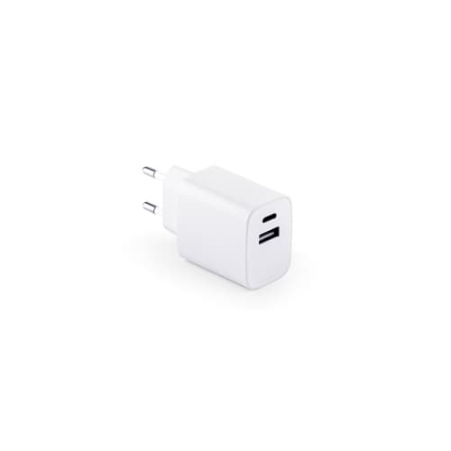 WEGENER. Adaptor de alimentare cu port USB-A 18W și USB-C 20W în ABS
